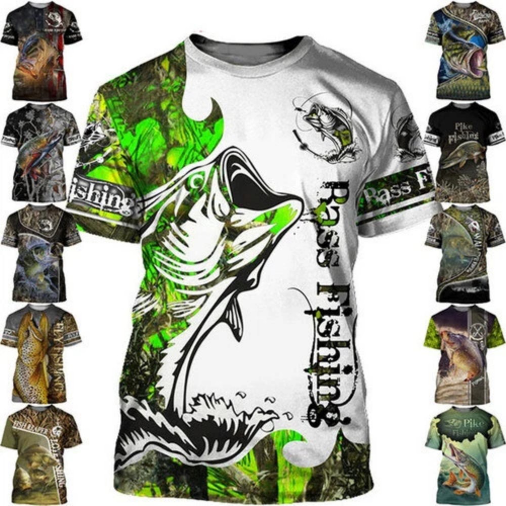 Outdoor Hunting T Shirts - Men's Carp-Print T-Shirt – Short-Sleeve Top